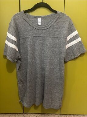 Alternative Gray Short Sleeve Tee with White Sleeve Stripes